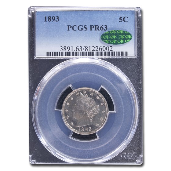 1893 Liberty Head V Nickel PR-63 PCGS CAC 1893 Liberty Head V Nickel PR-63 PCGS CAC